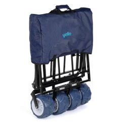 Yello Folding Beach Trolley 8 Yello Folding Beach Trolley -Camping Sales Store BGG1675 yello foldable trolley blue folded 3quarter copy